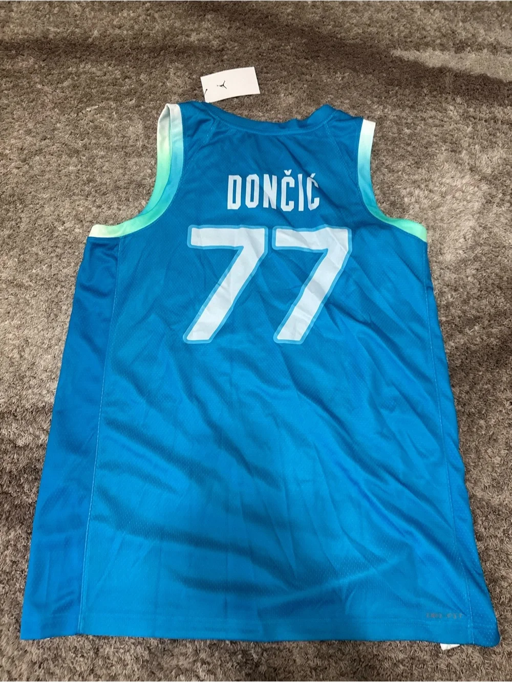 Jordan Slovenia V-Neck Basketball Jersey Neptune Blue Sleeveless Fan Edition